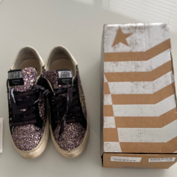 Golden Goose May Gliter lilac/animal print sneakers sz 39 - Picture 2 of 13